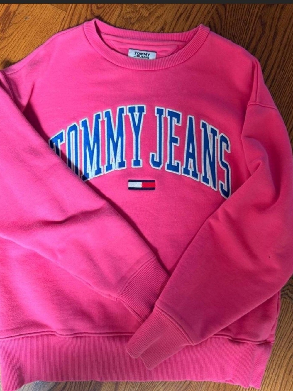 Tommy Hilfiger Hot Pink Crewneck Sweatshirt with Blue Logo